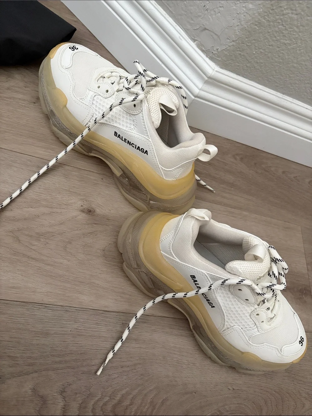 Balenciaga White Cream Triple S Sneakers